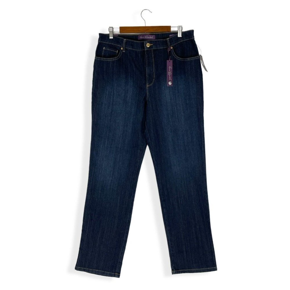 Gloria Vanderbilt Jeans Womens Sz 14 Blue Denim Amanda Classic Straight Leg NWT